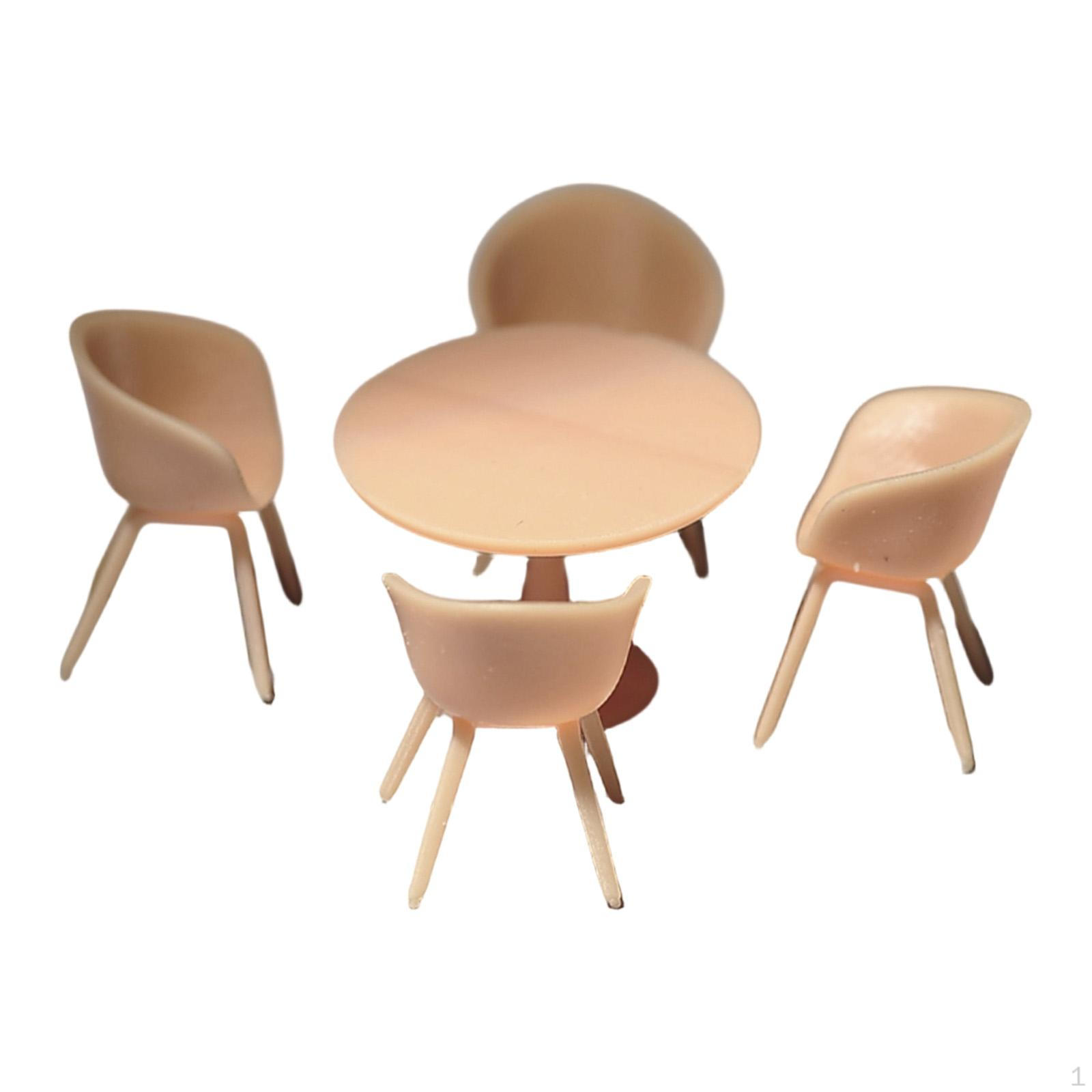 

1/64 Miniature Table And Chairs, Furniture, Small Size, Made of Resin, Creative Accessory Style C