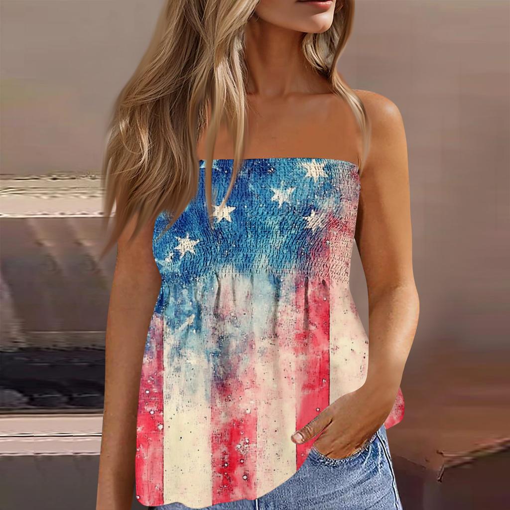 Tube Tops For Women,Cute Sexy Off Shoulder Print Sleeveless T-Shirt