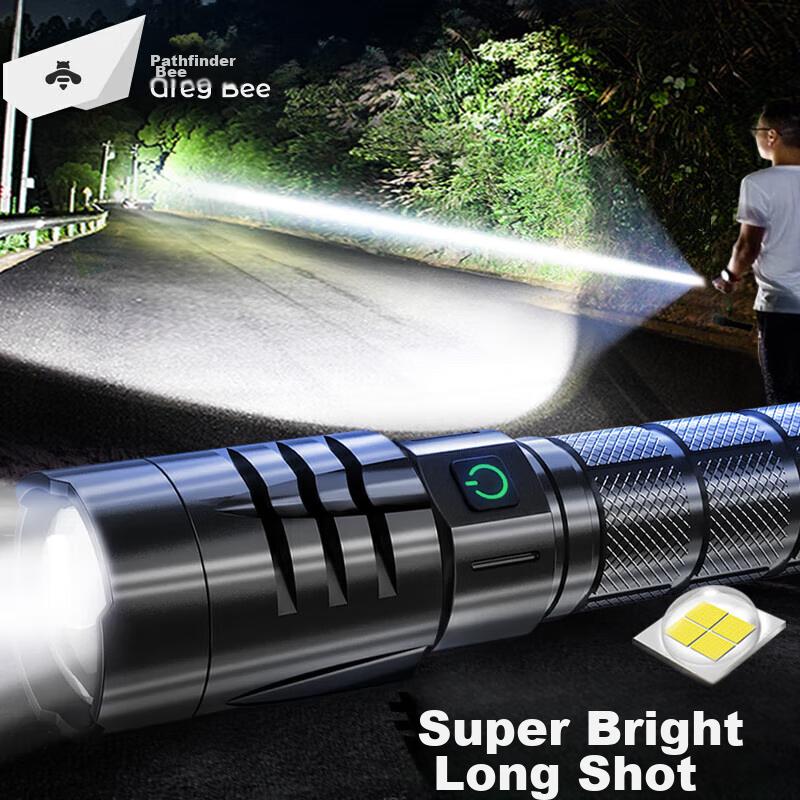 Wasp Aluminum Alloy Flashlight, High-Intensity P70 Ultra-Bright Long-Range Zoomable LED Emergency Light, Waterproof Cycling Strong Beam Flashlight