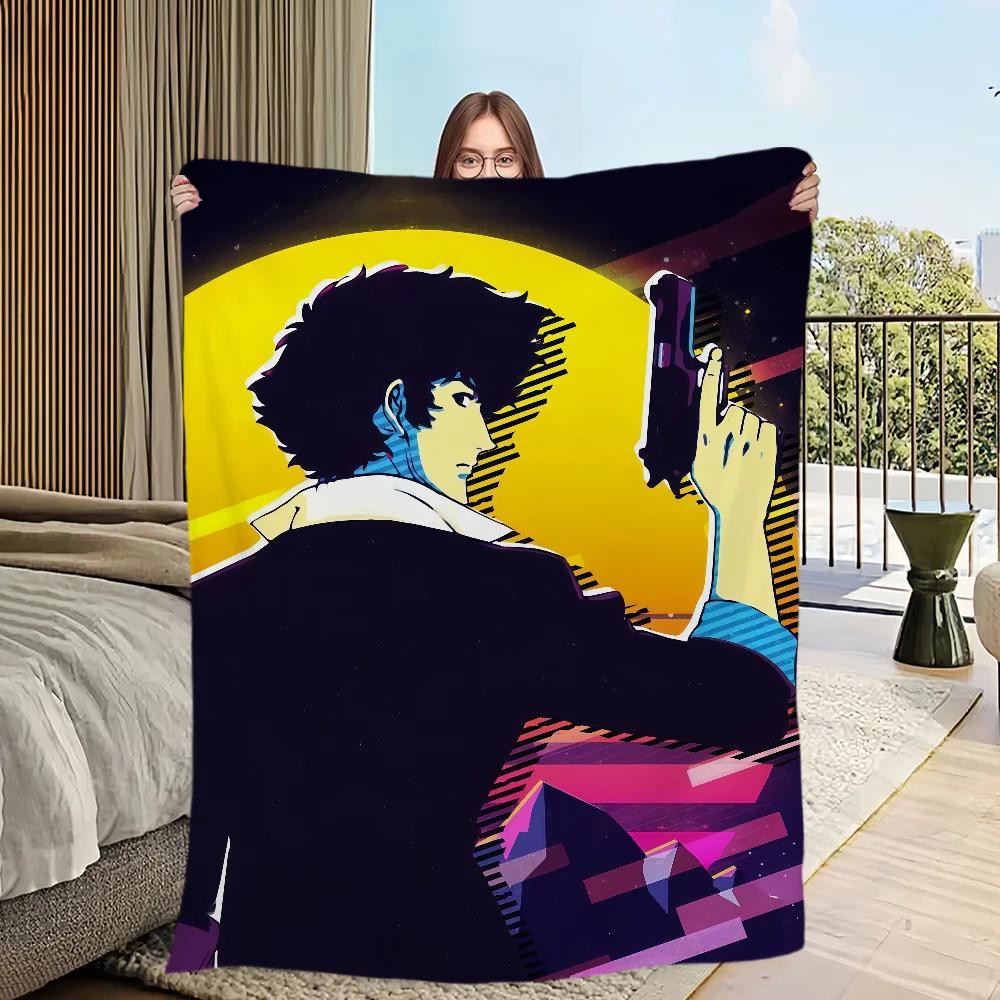 Warm Plush Anime Flannel Blanket for Living Room Sofa TV Office Bedroom Travel Gift CCOWBOY BBEBOP Series