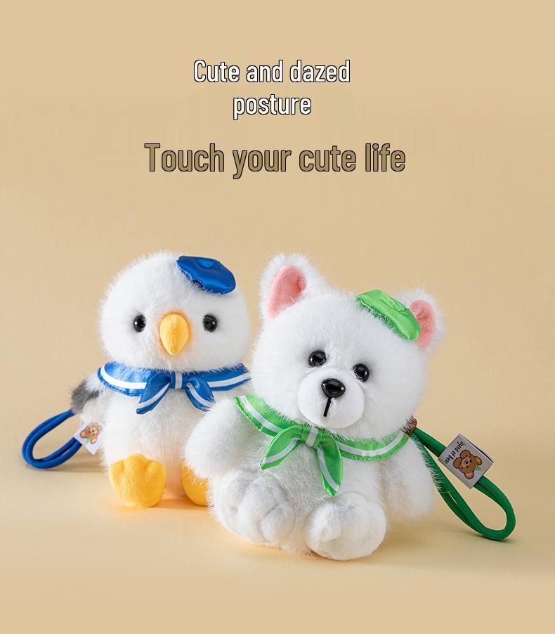 Palm Treasure Arctic Fox & Seagull Plush Keychain Charms - Cute Backpack Accessories & Birthday Gifts