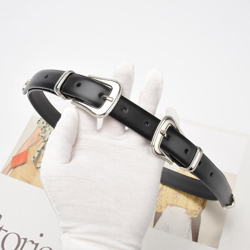 

Четыре сезона Европа и Америка Двойная пряжка с ретро-резьбой, модный универсальный женский игольчатый ремень с двойной декоративной пряжкой 105cm