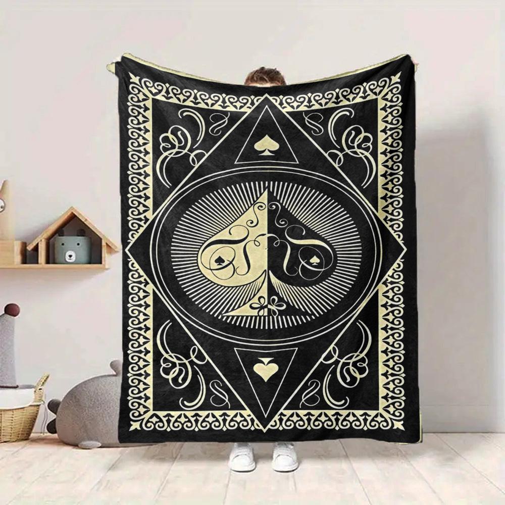 1PC Playing Card Design Print Blanket, Soft Throw Blanket - Warm & Cozy for Couch, Bed, Office, and Travel Yy250912166