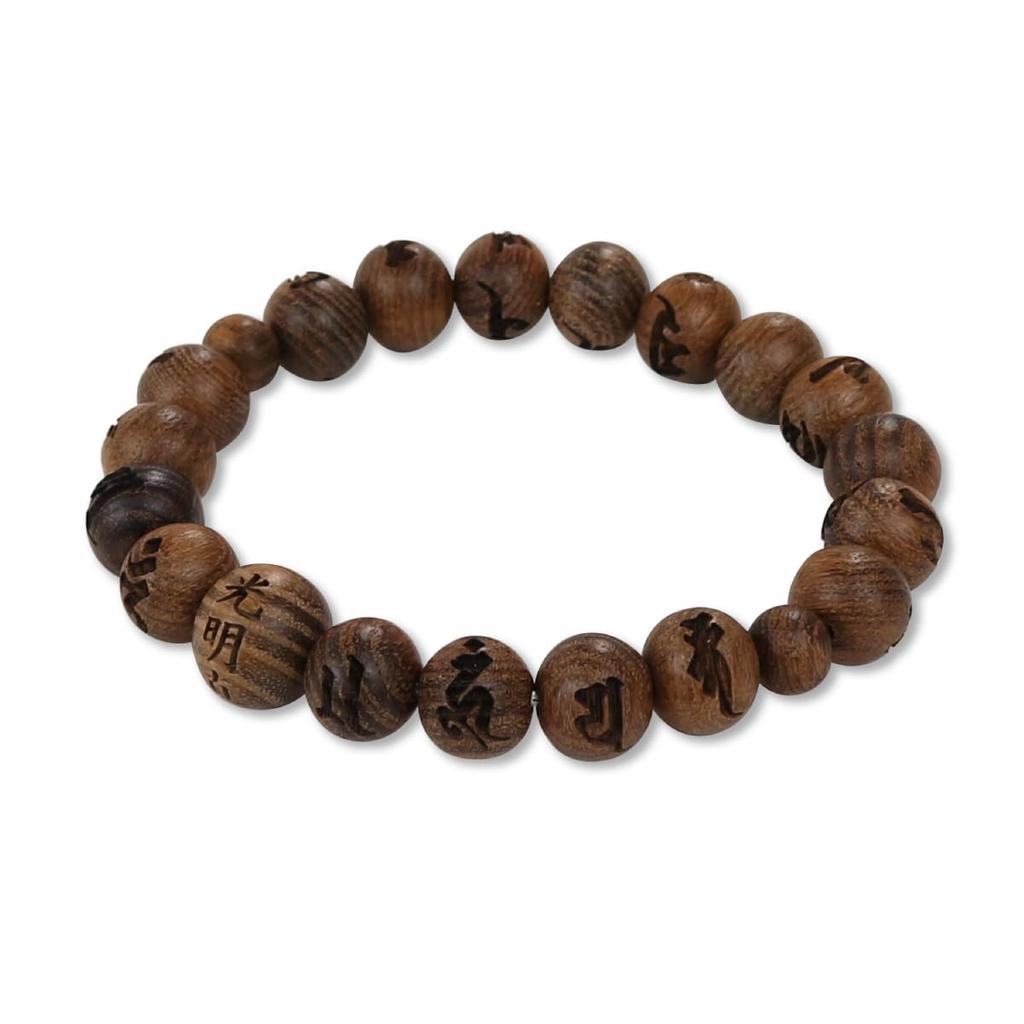 [Hotokudo] Komyo Mantra Wyrzeźbione Koraliki 8mm Sophora (Laguna) Bransoletka z paciorków (16,5 cm)