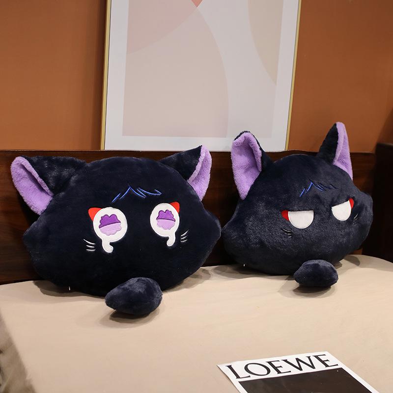 Large Black Scara Cat Plush Pillow - Cute Anime Cartoon Cushion Pendant Backrest