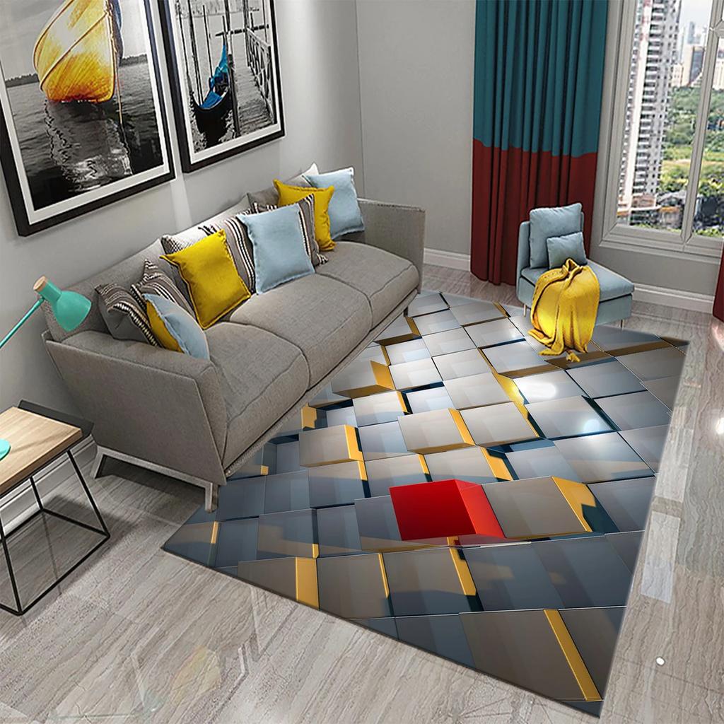 Glänzender Diamant Schwarz Teppich Kreatives Design Teppich für Erwachsene Modern Abstrakt Geometrische Teppiche Schlafzimmer Wohnzimmer Bereich Dekor Fußmatte