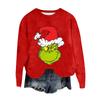 Women's Fashion Round Neck Pullover Top Long Sleeve Tee Christmas Printed Sweatshirt