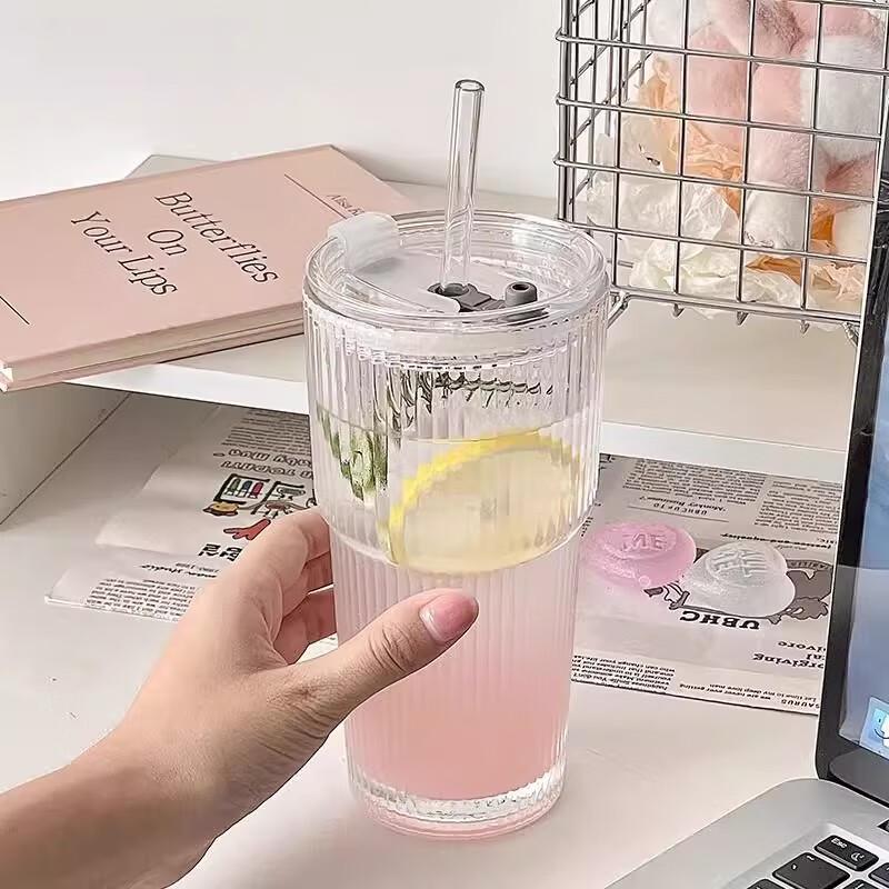 Minimalist Ribbed Glass Drinking Cup