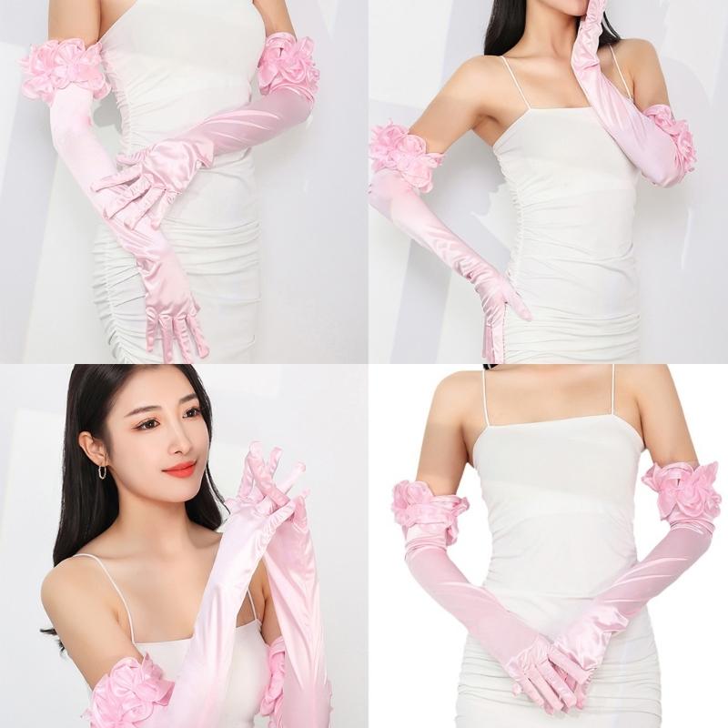 Wedding Gloves Proms Gloves Ruffle Long Gloves for Operas Women Lady Theme Proms Costume Accessories