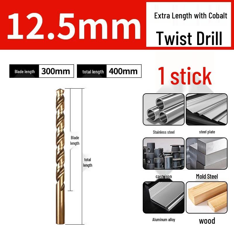 High-Strength Ultra-Long Cobalt Twist Drill Bit for Stainless Steel and Wood.
