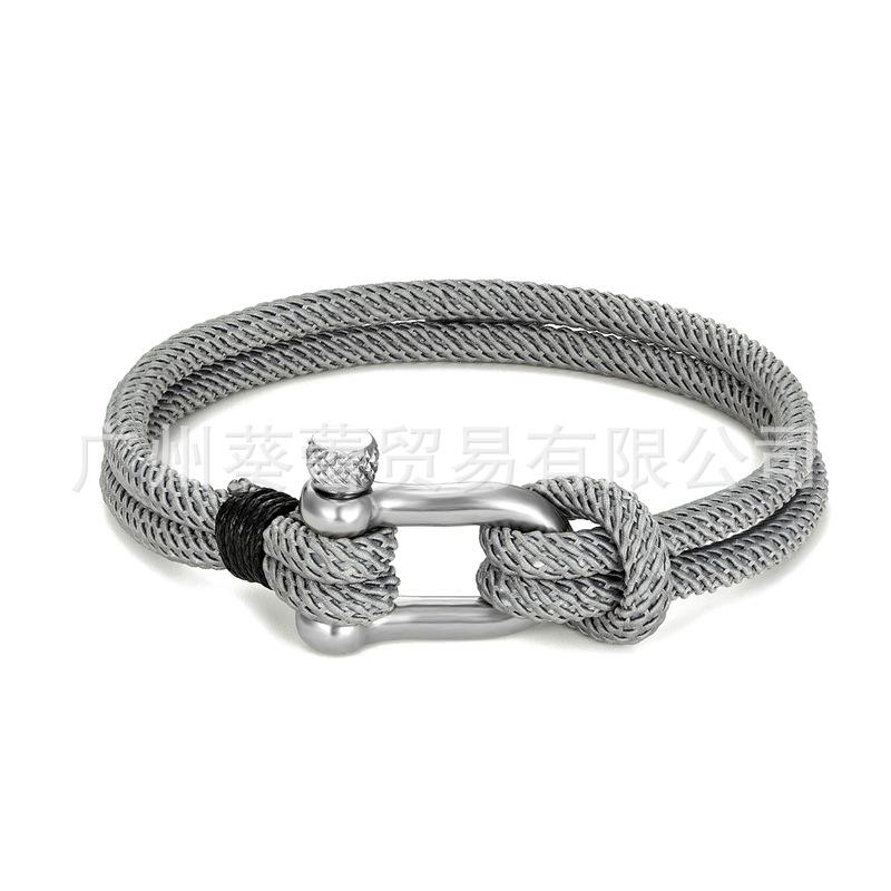 U-shaped Horseshoe Buckle Bracelet Men's Stainless Steel Couple Milan Rope Outdoor Enthusiast Bracelet