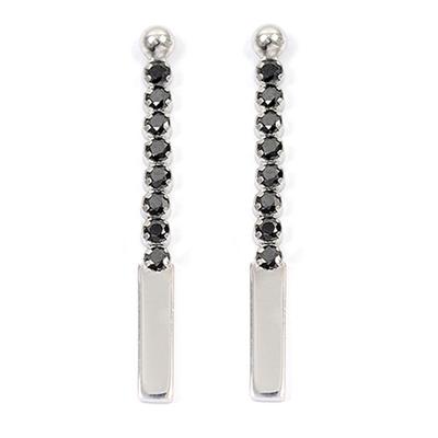 [R3911] - Silberne Ohrringe 'Sissi' schwarzsilbern (Rhodium) - 32x3mm