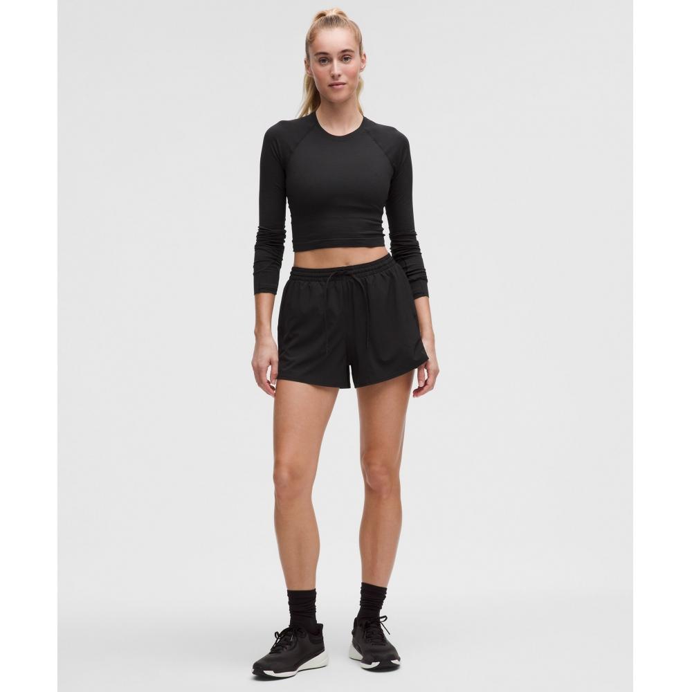 Lululemon Swiftly Tech Cropped Long Sleeve Shirt 2.0 Black Black