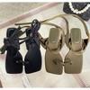 Fashion High Heeled Sandals for Women 2025 Summer New with Toe Straps Square Toe Medium Thick Heel Roman Shoes Niche Sandals for Women
