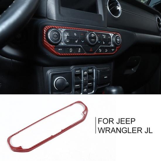Red Carbon Center Console Air Conditioner Switch Trim for Jeep Wrangler JL 2018+