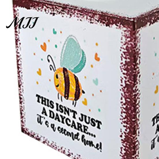 Pastoral Aesthetic Tabletop Decor Iron Art Square Tissue Box, Bee And Bird Watercolor Print Box Holder Holder, Style Decorative Napkin