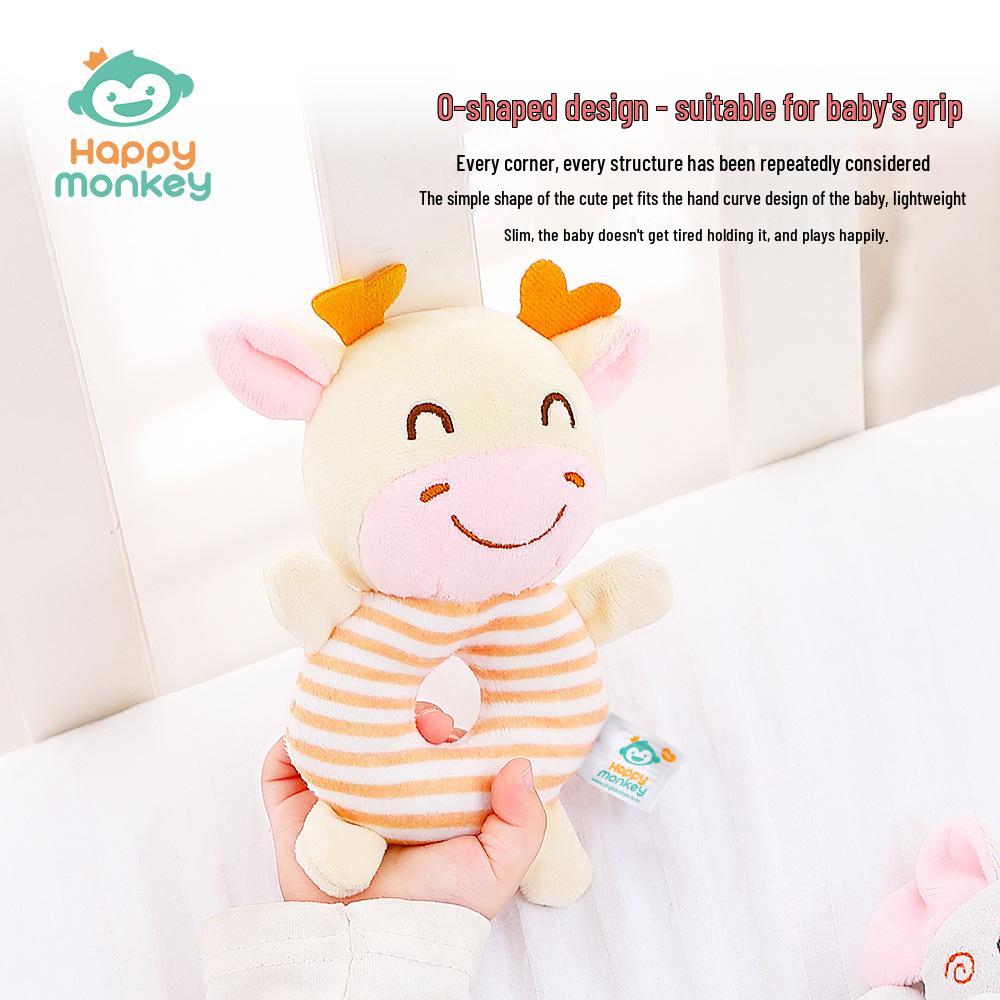 Happy Monkey Baby Plush Rattle and Teether Toy for Newborns
