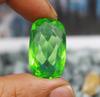 26.90 Carat Green Moldavite Cushion Shape Lab Created Certified Gemstone SN455