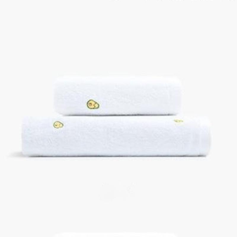 Besticktes Avocado-Badetuch-Set aus reiner Baumwolle - Enthält 1 Stück Badetuch und 1 Stück Gesichtstuch, Weiches, saugfähiges Handtuch, Grün, Weiß