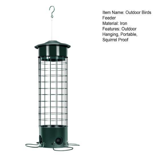 Metal Birds Feeder for Outdoors Hanging Squirrel Proof Seeds Feeder with Perches for Wild Birds Finch Blue Jay Chickadee