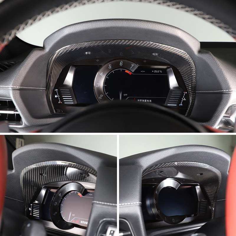 Real Carbon Fiber For Toyota Supra A90 2019-2026 Car Center Control Instrument Panel Display Upper Frame Decorative Accessories
