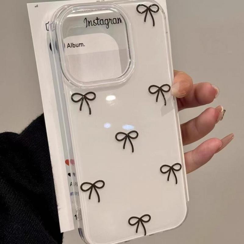 

Apple 17 Pro Max Bowknot Phone Case, Compatible with iPhone 16, IMD Design, White Background, Style 15 & 14, Cross-border 13. iPhone 14