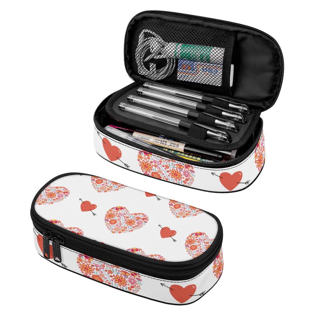 Pencil Pouch Large Capacity 300D Polyester Smooth Zipper with Mesh Pocket Removable Divider and Pen Slots for Classroom Use
