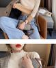 Women's Fleece-Lined Slim-Fit Pullover Sweater: Half-High Collar, Autumn/Winter Base Layer, Hot Item