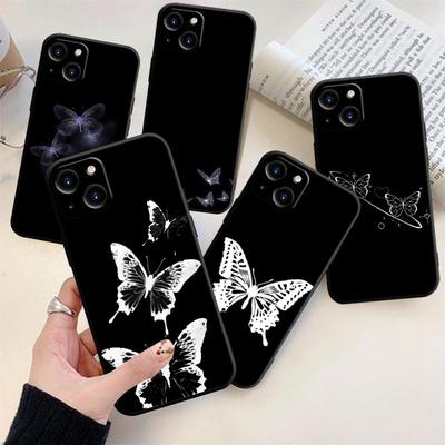Black Butterfly Phone Case For iPhone Samsung Galaxy Redmi Xiaomi Oppo OnePlus Note S A 7 8 9 10 11 12 13 14 20 21 22 23 53 54 Pro Max Plus Ultra