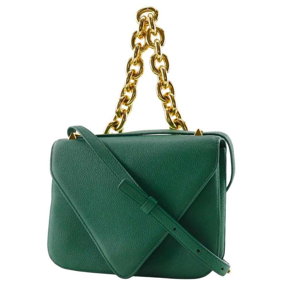 BOTTEGAVENETA Mounting Envelope Shoulder Bag 2WAYChainShoulder Green leather Women Used