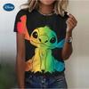 Summer Disney Lilo Stitch 3d Print T-shirts for Women Cute Lady Summer T-shirts Casual O-neck Stitch T-shirts