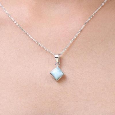 Natürliche Larimar-Edelstein-Halskette, Designer-Halskette, Geschenk für sie, Jubiläumsgeschenk, Silberschmuck, Brautjungferngeschenk, 925 Sterling Silber