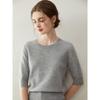 100% Cashmere Soft, Skin-Friendly Short-Sleeve Knitwear: Baby-Like Touch, Simple Round Neck, Seven-Quarter Sleeve Sweater.
