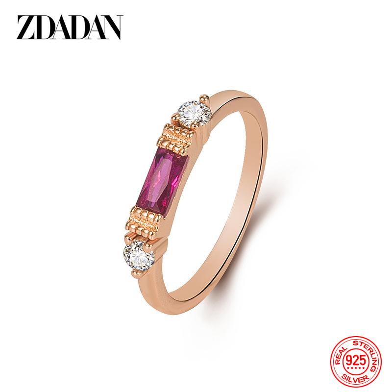 925 Sterling Silver 18K Gold Emerald Ring for Women Fashion Jewelry Accessories Gift