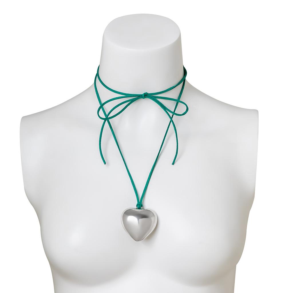 Pull-out adjustable wax thread necklace simple alloy big love pendant necklace