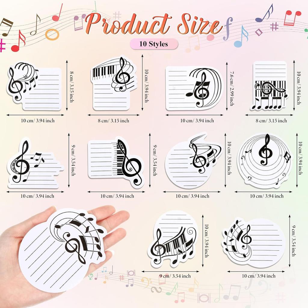 Self-Adhesive Sticky Notes Pads Musical Note Sticky Notes Sticky Pads Removable Sticky Notes Notepads Sticky Note Pads