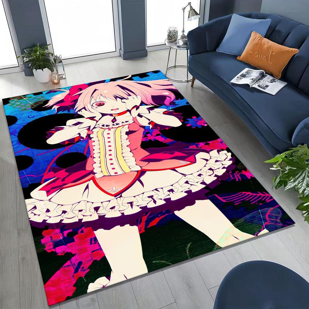 Cartoon Puella Magi Madoka Magica Girl Anime Rug for Bedroom Living Room Sofa Home Doormat Decor,Large Kids Non-slip Floor Mat