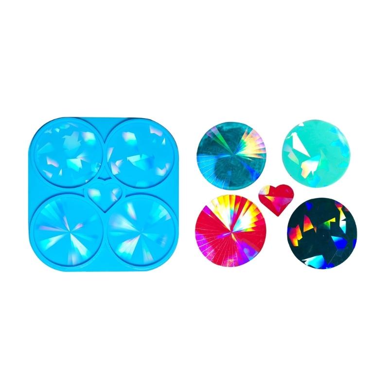 

4 Cavity Flexible Resin Coaster Molds Holographic Coaster Moulds Round Shaped Cup Pad Mold Silicone Material for Coaster 1 синій