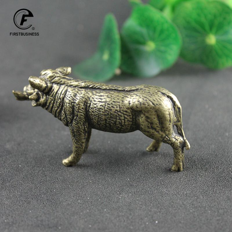 Heavy Brass Wild Boar Statue for Home Decors Retro Figurines Creative Handmade Animal Sculpture Art Bookcase Display Ornaments