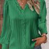 Fashion Lace Patchwork Blouse Elegant Womens White Shirt Long Sleeved V Neck Loose Fitting Office Casual Tops