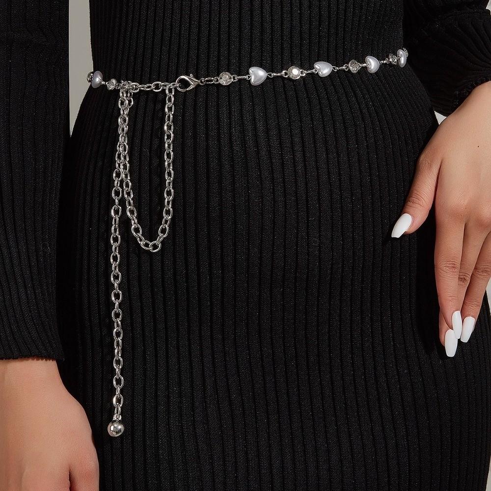 All-match Multilayer Pearl Waist Chain Heart Rhinestone Floral Belly Chain Tassel Waist Accessories Dress Waistband Bridal