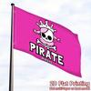2D Flat, 1pc Vintage Pink Pirate Princess Flag - 2D Flat Printed, Durable Polyester Outdoor Yard Flag with Skull and Crown Design, Perfect for Yard, G