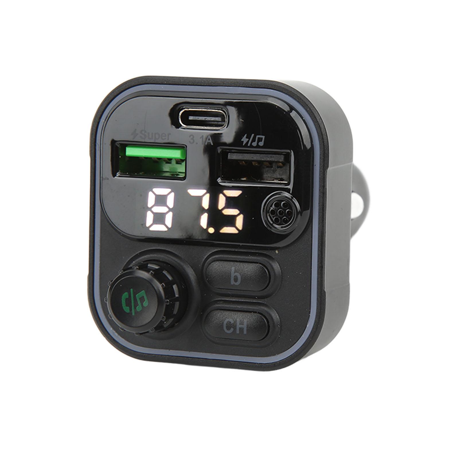 

Bluetooth 5.0 FM-передатчик MP3-плеер Аудиоприемник Двойной USB-адаптер зарядного устройства Светодиодная цветная подсветка