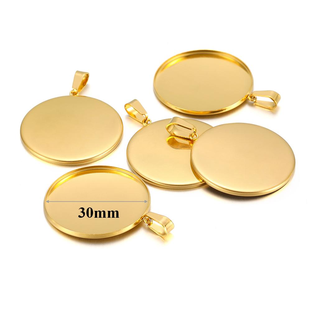 10pcs Fit 10 12 16 20 30mm Stainless Steel BlankCabochon Cameo Base Settings Tray Bezels Pendant Charms for DIY Jewelry Making