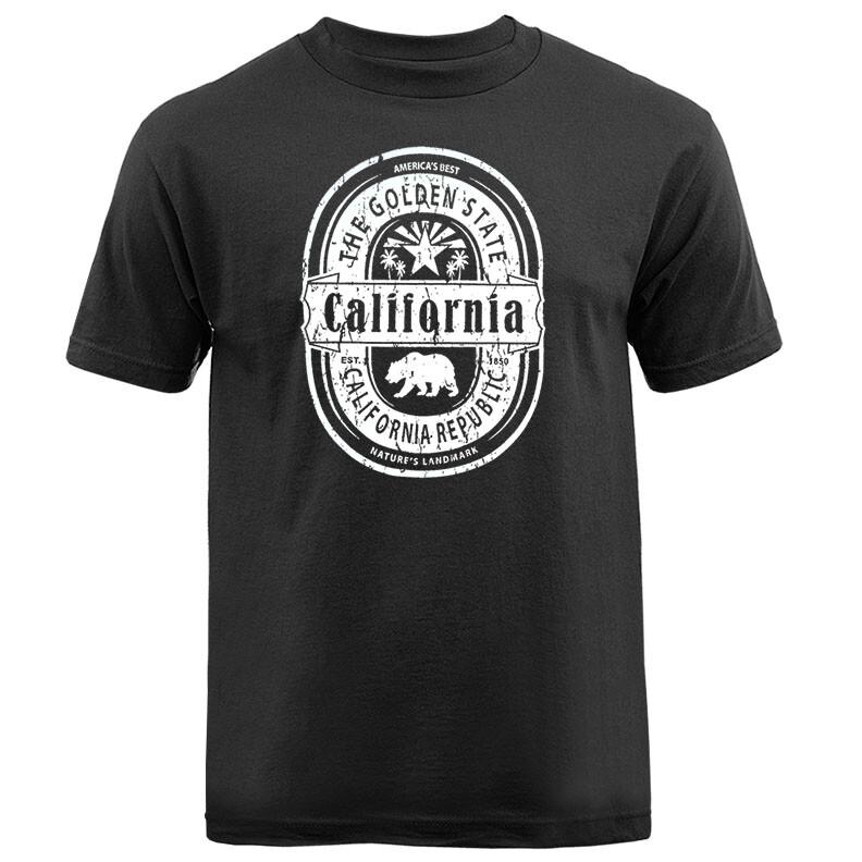 Футболка унисекс с графическим принтом «Республика Золотого штата Калифорния» Медведь Кали XXXL