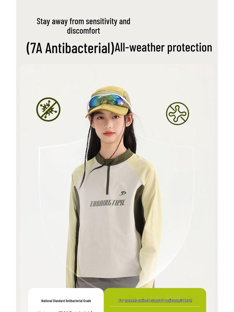 Tao Town Girls' Quick-Dry Long-Sleeve Cycling Top with Sun Protection