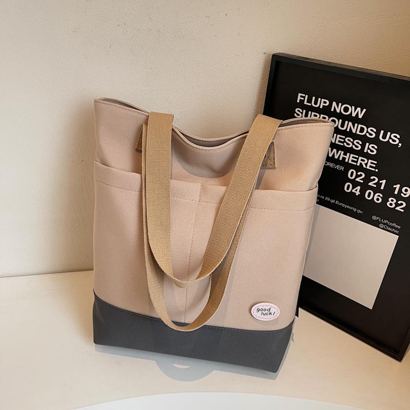 Commuter Tote Bag Women Color Block Underarm Bag Student Shoulder Bag