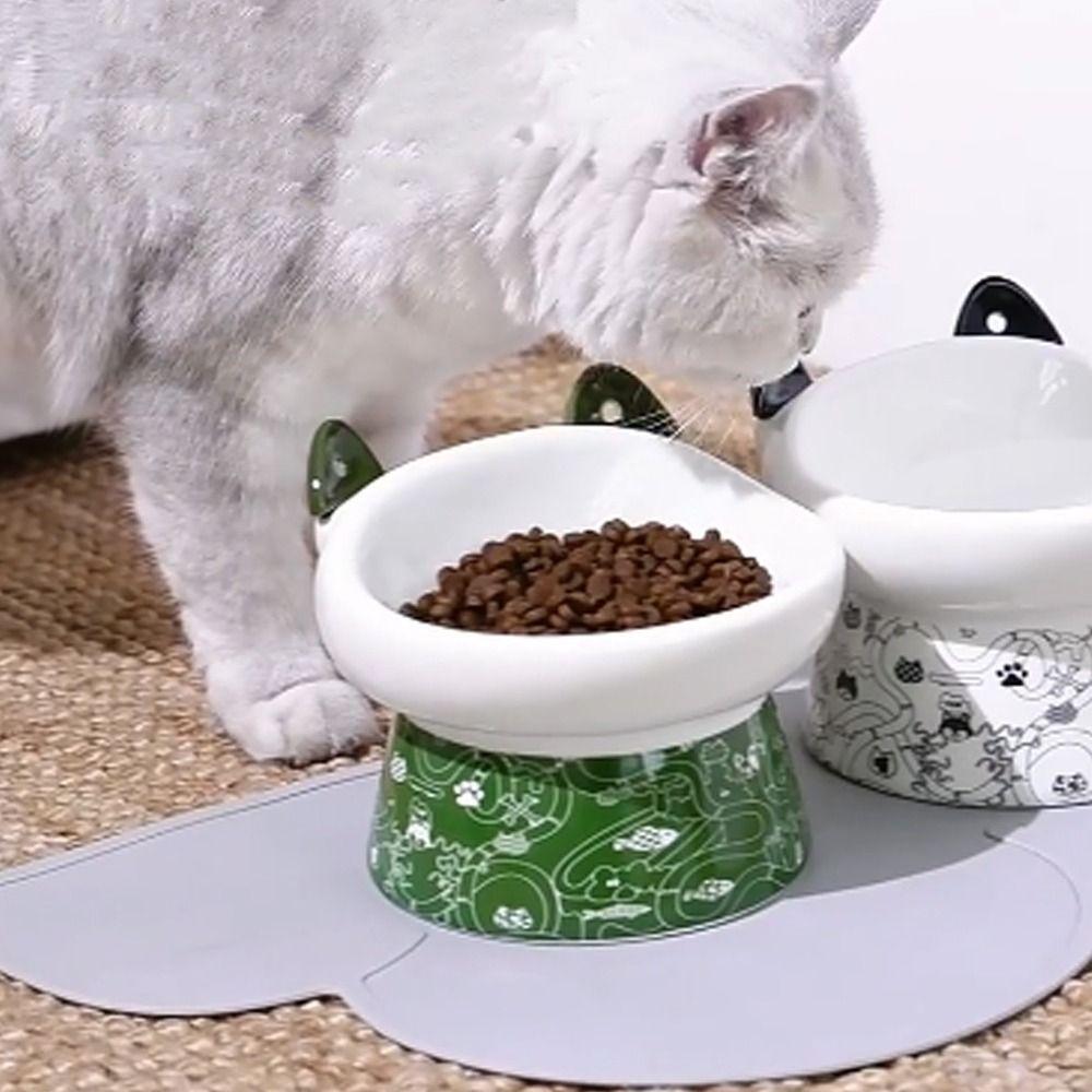 Large Capacity Pet High Foot Bowl Non-slip Dog Food Feeding Basin Ceramic Cat Bowl  Kitten Puppy