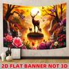 Deer Sunset River Landscape Wall Tapestry 2D Flat Banner Not 3D Nature Art Home Decor For Living Room Bedroom