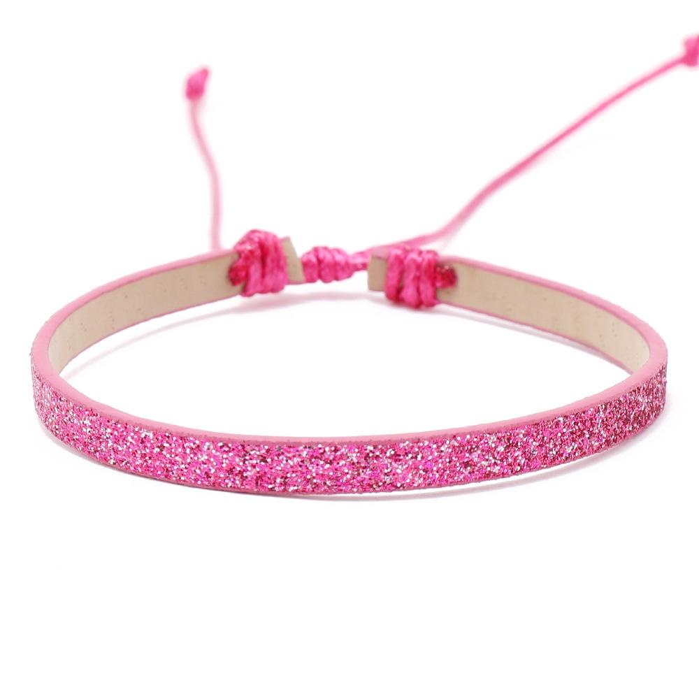 Buntes Glitzerndes PU-Leder Handgefertigt Ziehbares Damenarmband Schlicht und Künstlerisch Europäischer und Amerikanischer Stil